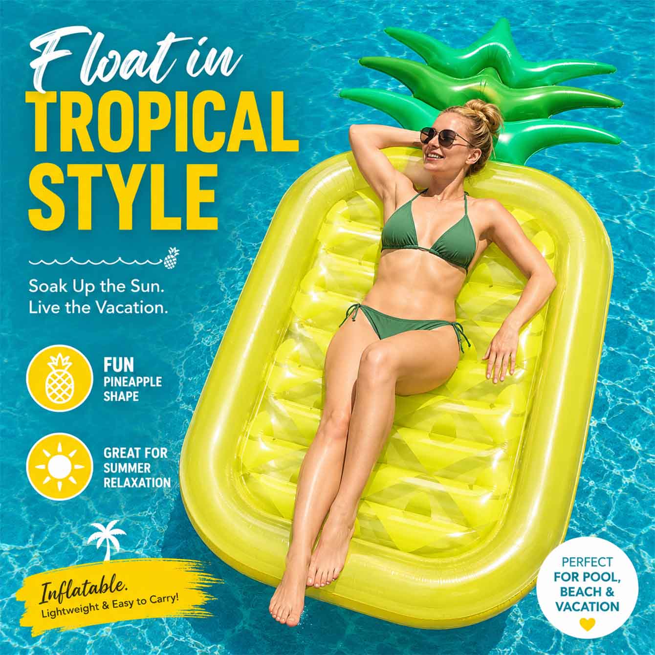 Pool Lounger Inflatable - Gonfiabile Galleggiante per Piscina, Materassino Gonfiabile