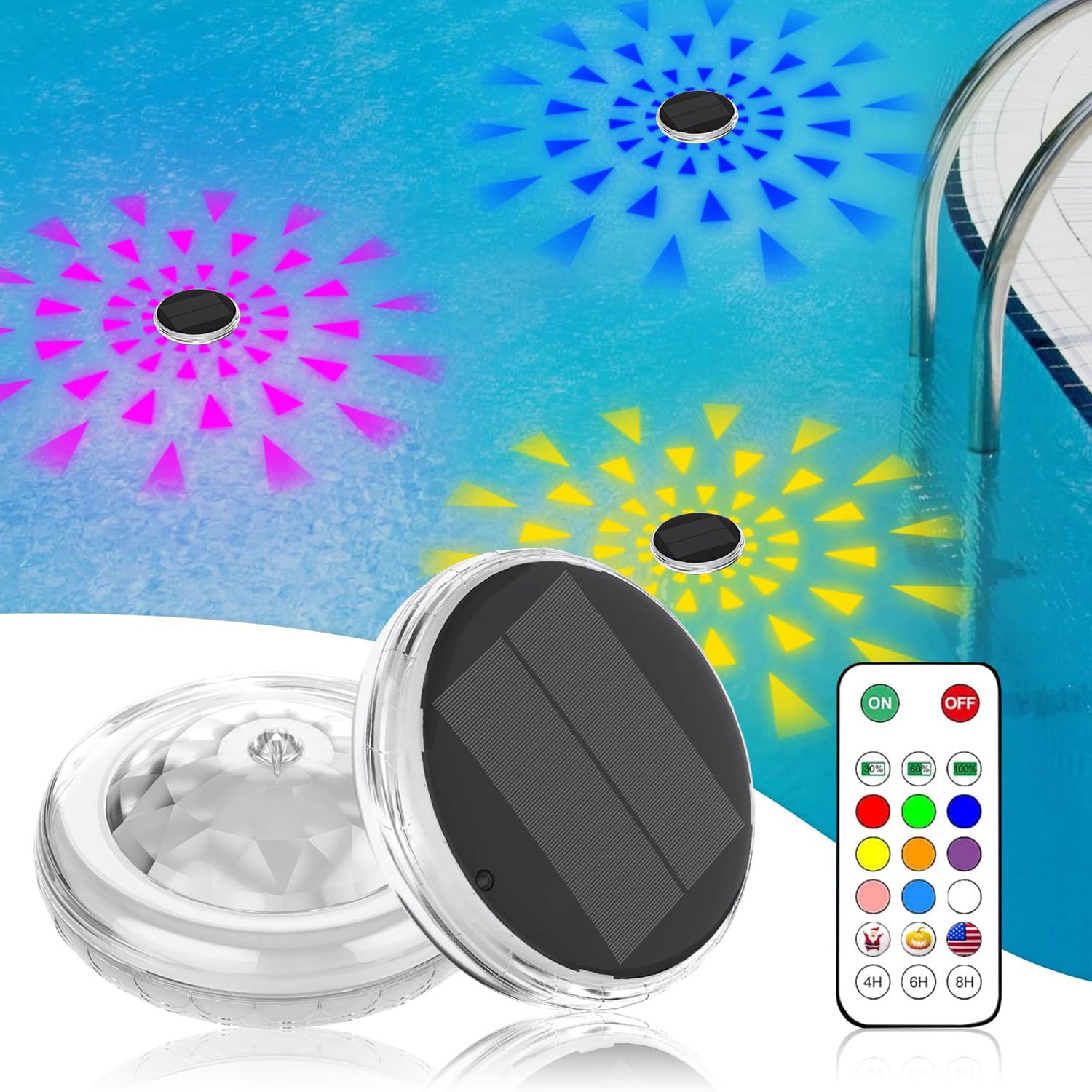 Pool Light Solar Rechargeable - Luci per piscina, galleggianti ricaricabili solari,