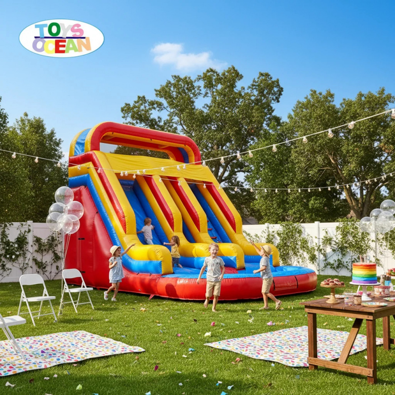 Water Slide Inflatable - Scivolo d'Acqua Gonfiabile a Tre Corsie
